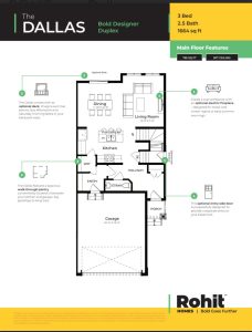 Dallas duplex main floor plan by Rohit Homes in Edmonton Alberta