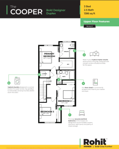 Cooper duplex upper floor plan by Rohit Homes in Edmonton Alberta
