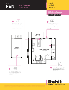 Fen townhome main floor plan by Rohit Homes in Edmonton Alberta
