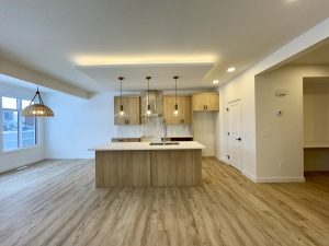 Grayson model kitchen by Rohit Homes featuring the Ethereal Zen designer interior package in a modern new-construction home