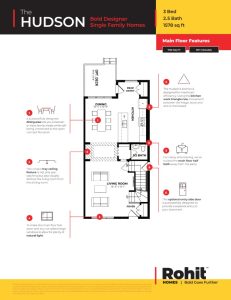 Hudson model main floor plan by Rohit Homes in Edmonton Alberta