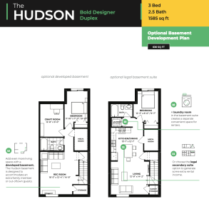 Hudson Duplex by Rohit Homes Optional Basement/ Legal Suite floor plan